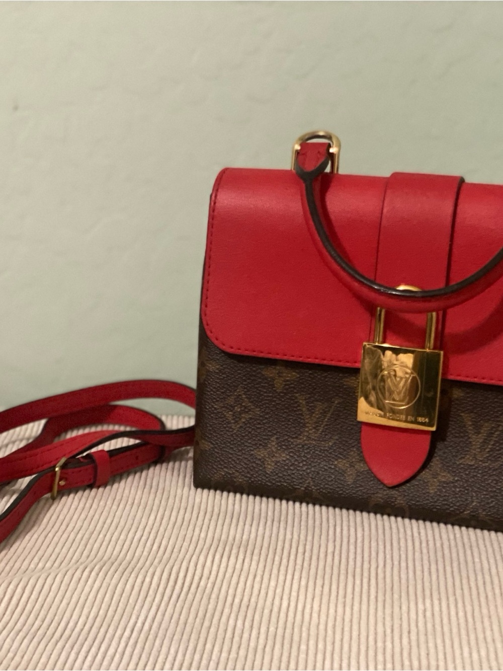 Louis Vuitton Red and Brown Monogram Crossbody Bag with Gold Hardware